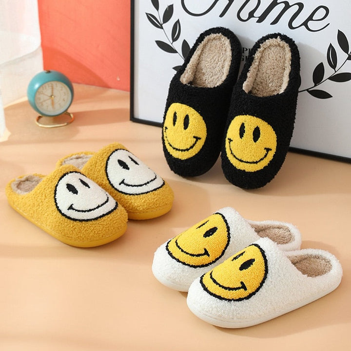 Florence | Women's Fluffy Smiley Face Faux-Fur Lined Cosy House Slippers