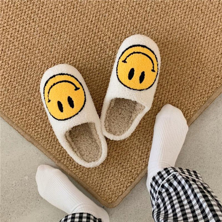 Florence | Women's Fluffy Smiley Face Faux-Fur Lined Cosy House Slippers