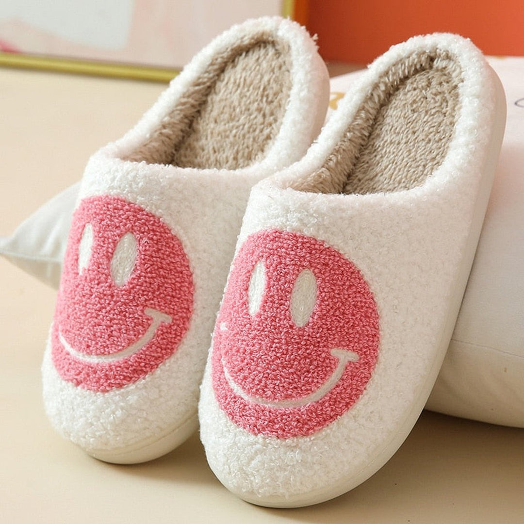 Florence | Women's Fluffy Smiley Face Faux-Fur Lined Cosy House Slippers