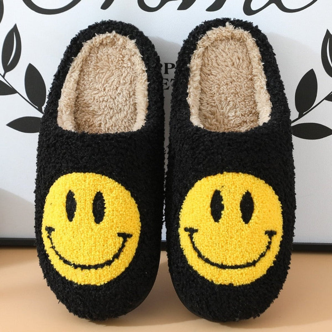 Florence | Women's Fluffy Smiley Face Faux-Fur Lined Cosy House Slippers