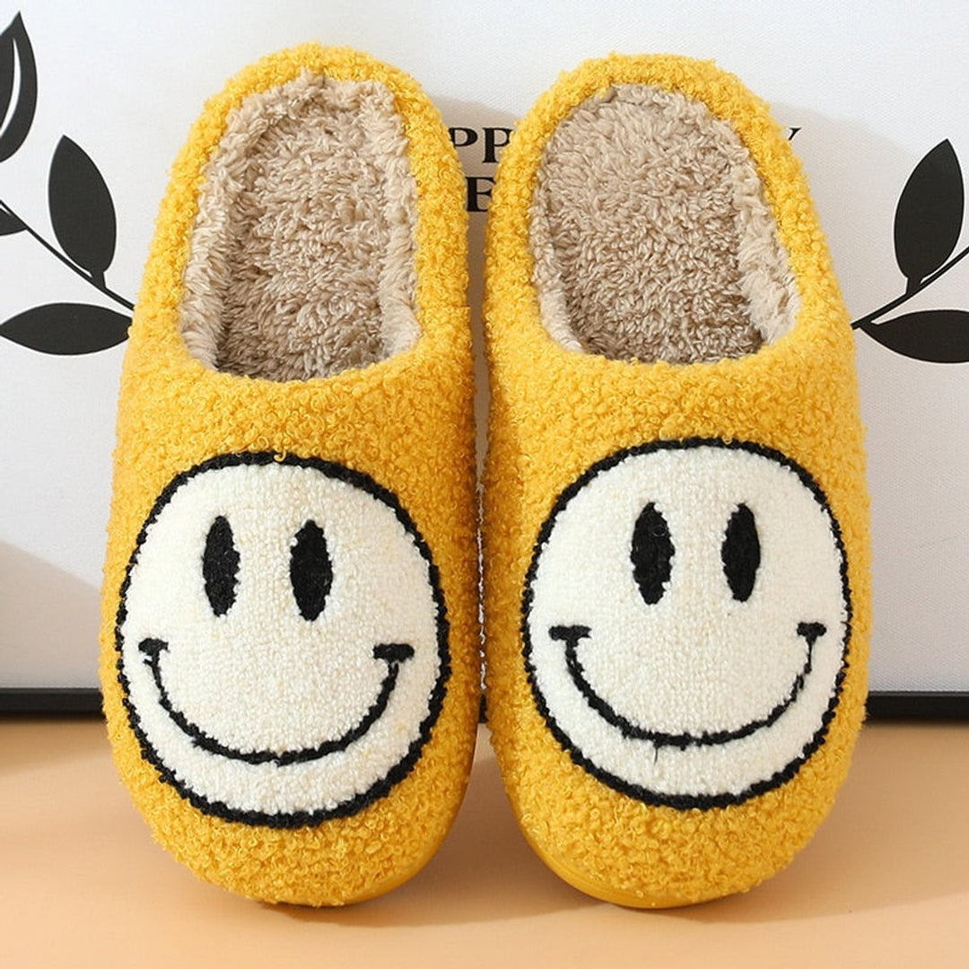 Florence | Women's Fluffy Smiley Face Faux-Fur Lined Cosy House Slippers