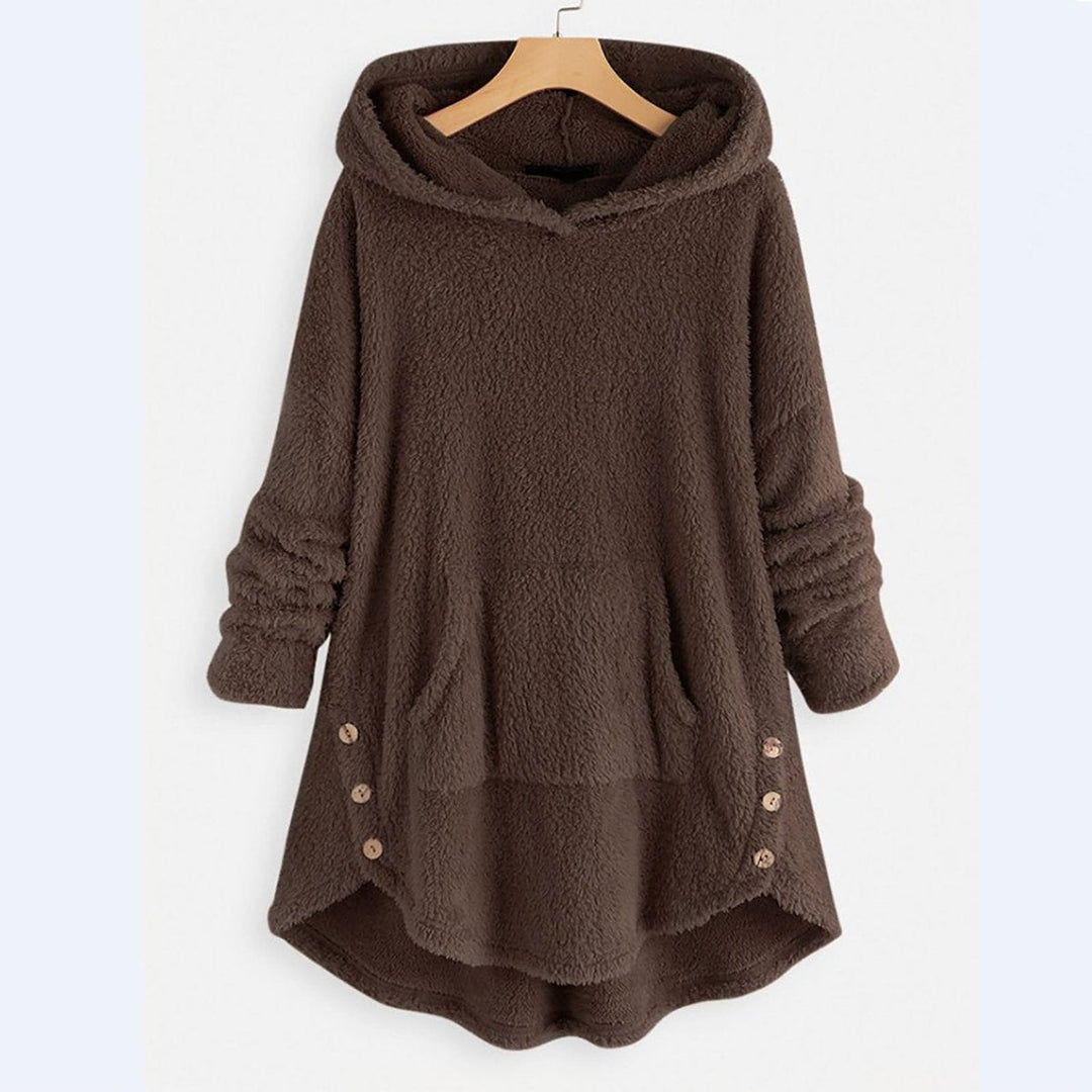 Freya | Women's Fluffy Zip-Up Hooded Coat Cat Pocket Fleece Jacket