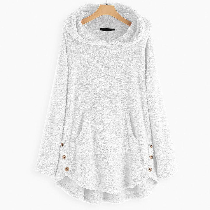 Freya | Women's Fluffy Zip-Up Hooded Coat Cat Pocket Fleece Jacket