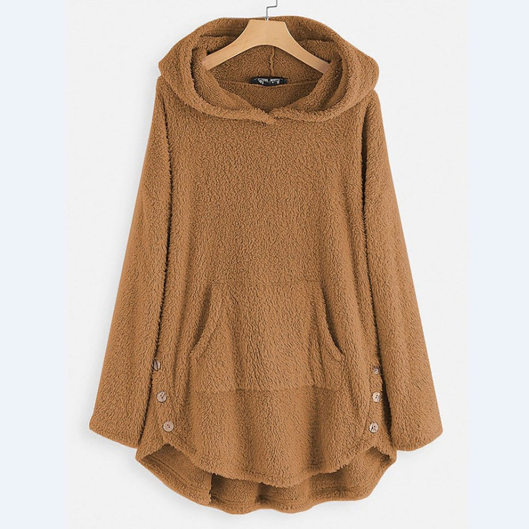 Freya | Women's Fluffy Zip-Up Hooded Coat Cat Pocket Fleece Jacket