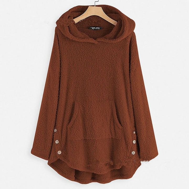 Freya | Women's Fluffy Zip-Up Hooded Coat Cat Pocket Fleece Jacket
