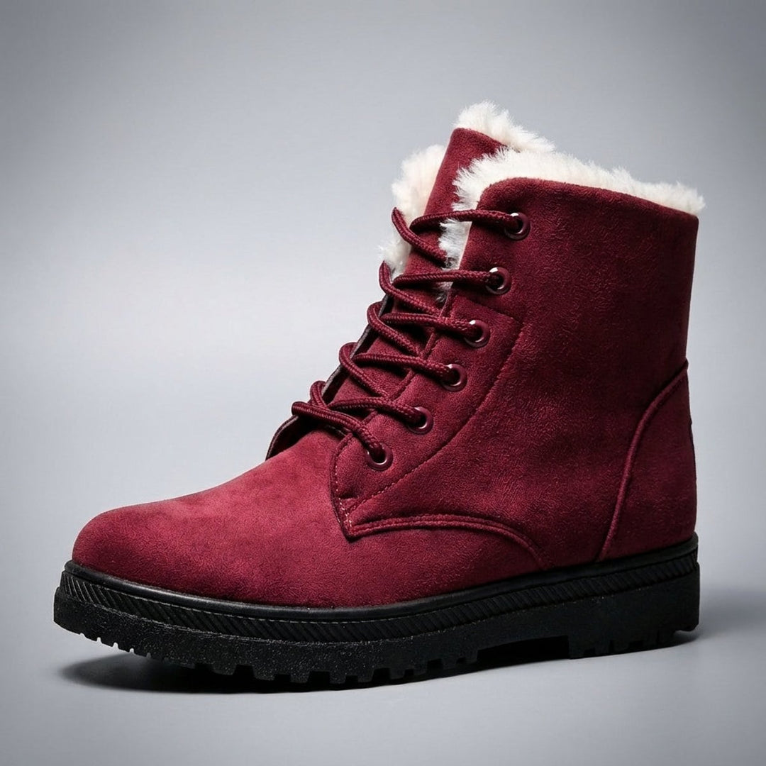 Evelyn | Women's Fur-Lined Suede Lace-Up Ankle Boots