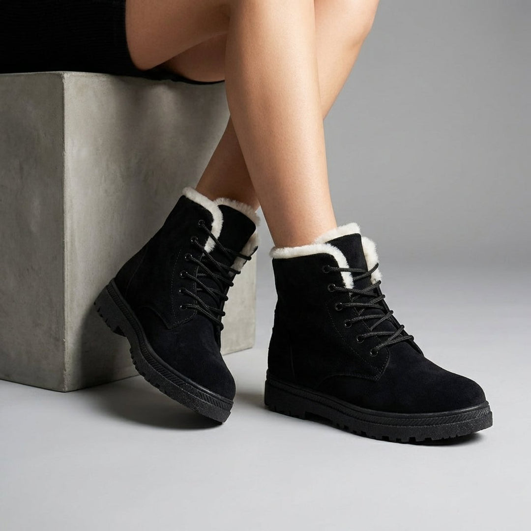 Evelyn | Women's Fur-Lined Suede Lace-Up Ankle Boots