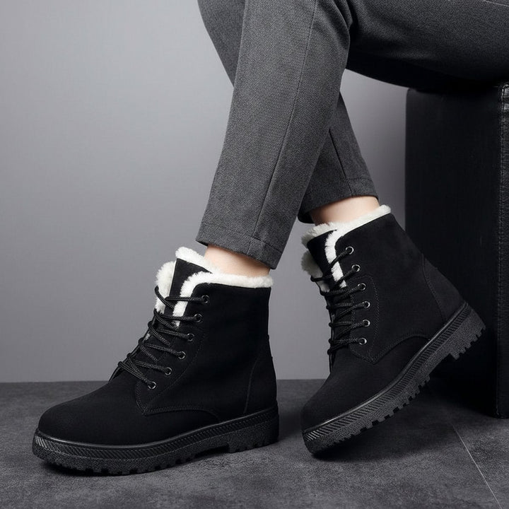 Evelyn | Women's Fur-Lined Suede Lace-Up Ankle Boots