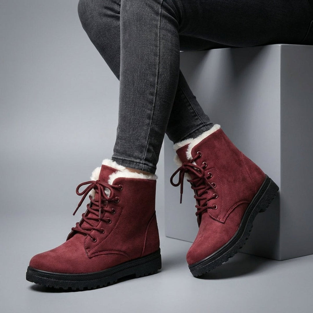 Evelyn | Women's Fur-Lined Suede Lace-Up Ankle Boots