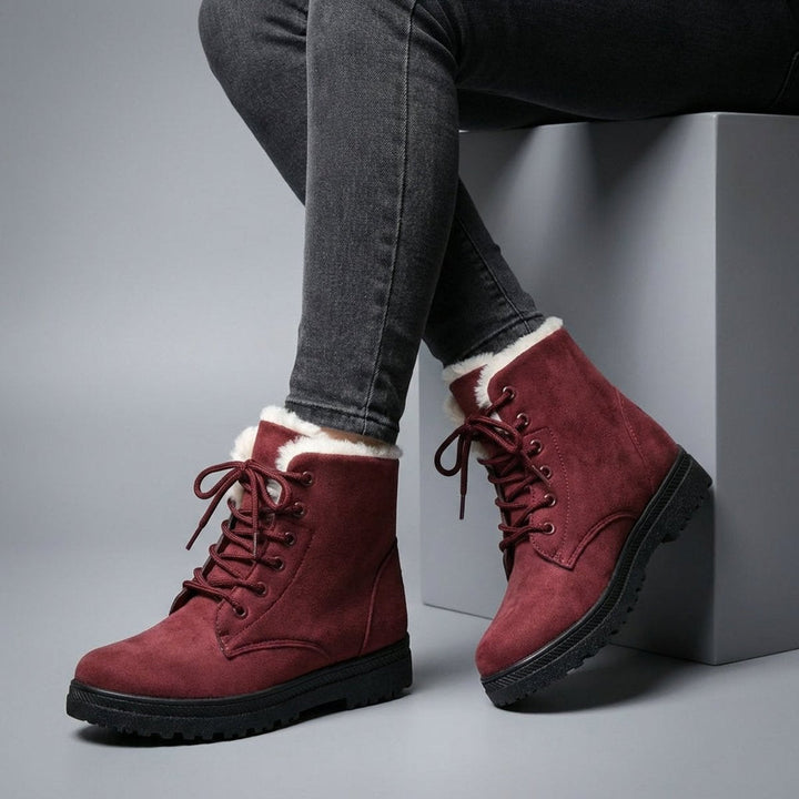 Evelyn | Women's Fur-Lined Suede Lace-Up Ankle Boots