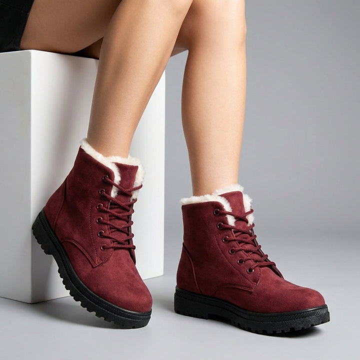 Evelyn | Women's Fur-Lined Suede Lace-Up Ankle Boots
