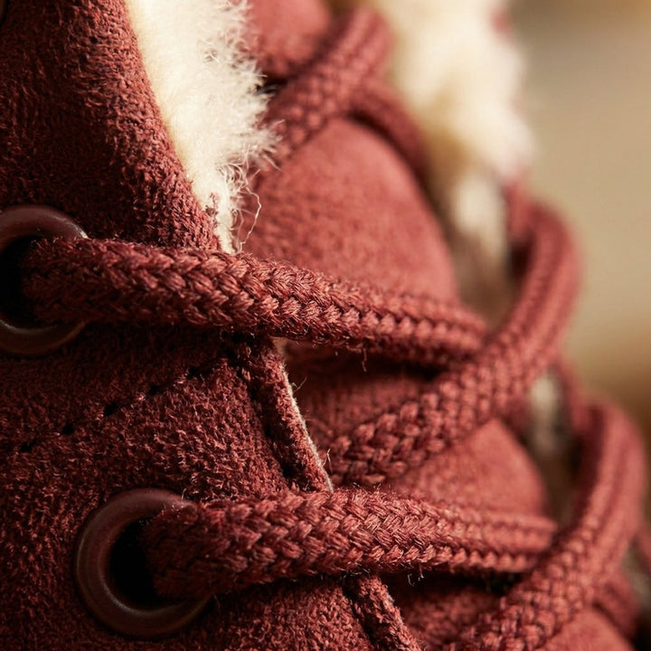 Evelyn | Women's Fur-Lined Suede Lace-Up Ankle Boots