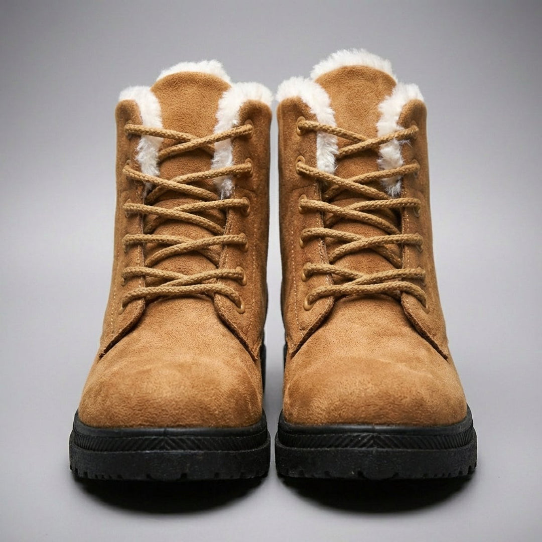 Evelyn | Women's Fur-Lined Suede Lace-Up Ankle Boots