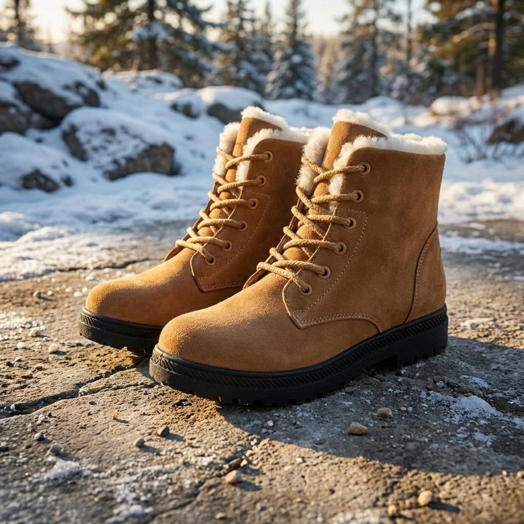Evelyn | Women's Fur-Lined Suede Lace-Up Ankle Boots