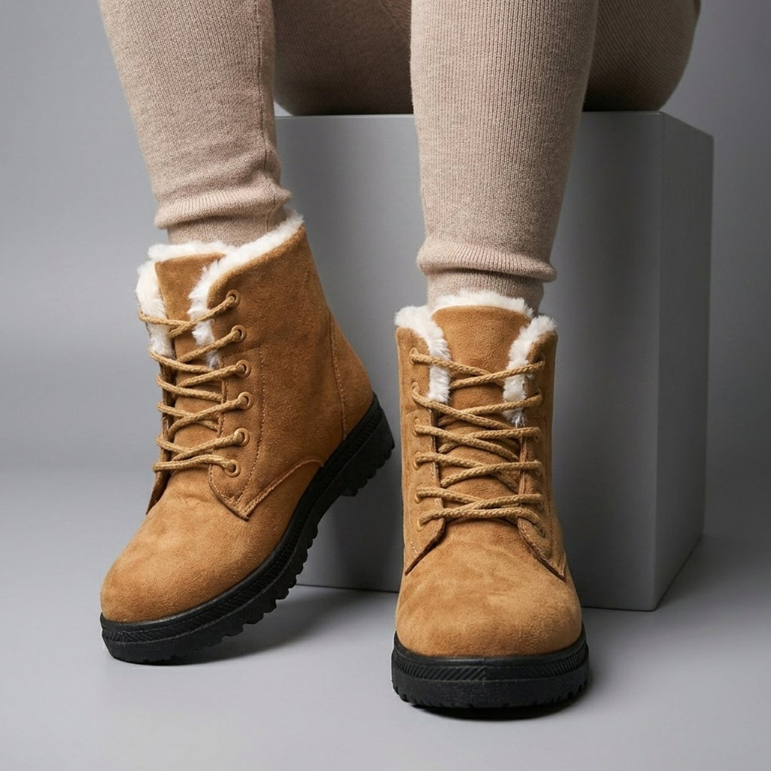 Evelyn | Women's Fur-Lined Suede Lace-Up Ankle Boots