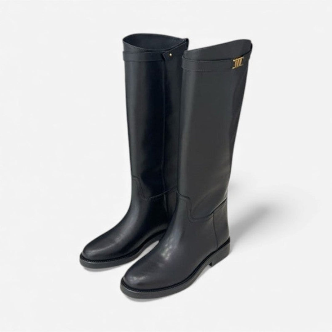 Ava | Women's Genuine Leather Knee-High Boots Round Toe Non-Slip