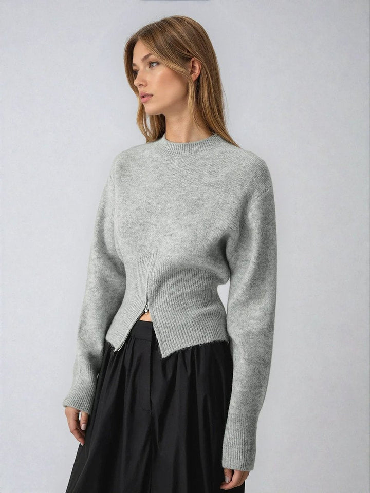 Grace | Women's Half-Zip Knitted Jumper Long Sleeve Ribbed Cuffs