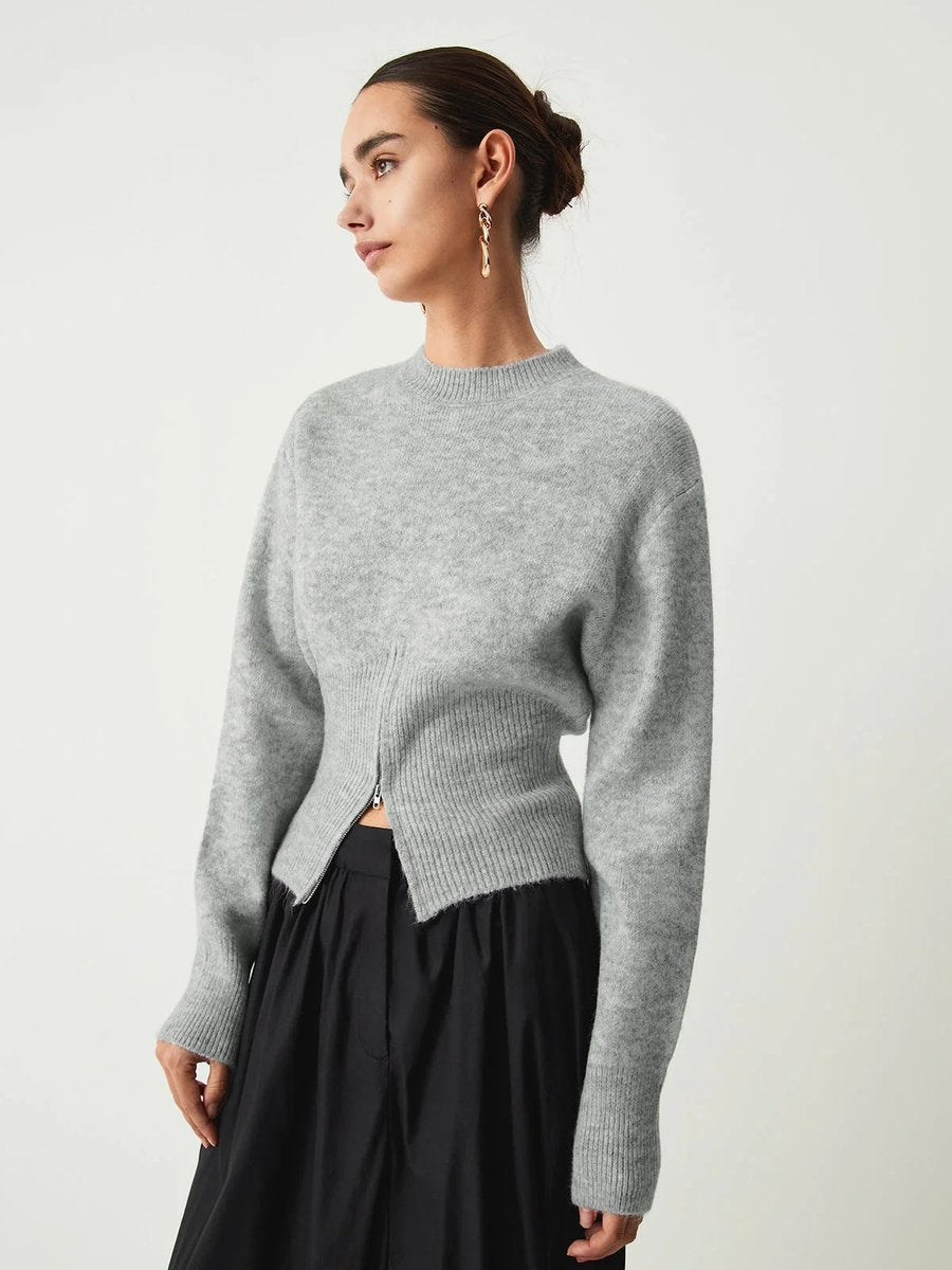 Grace | Women's Half-Zip Knitted Jumper Long Sleeve Ribbed Cuffs