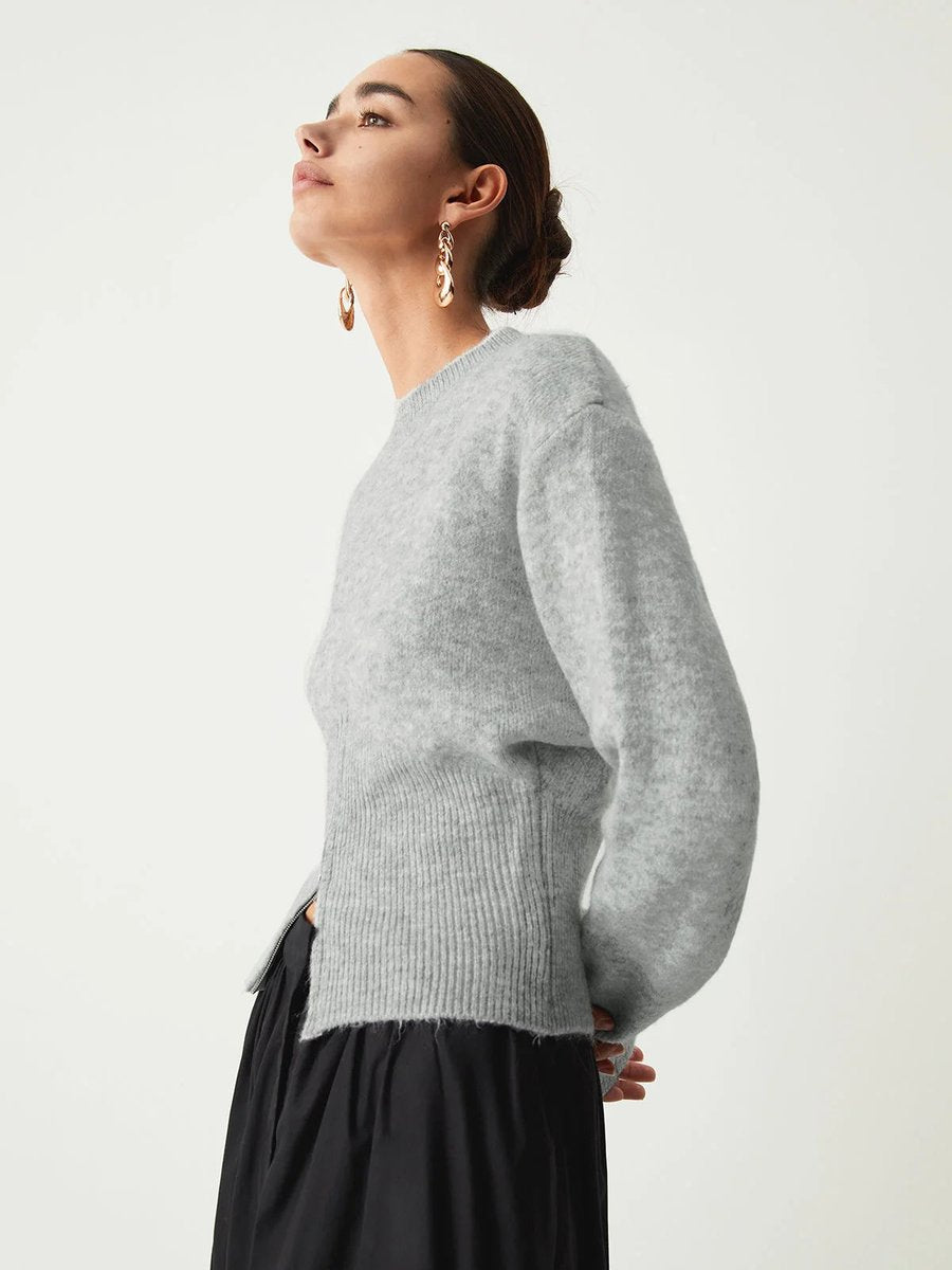Grace | Women's Half-Zip Knitted Jumper Long Sleeve Ribbed Cuffs