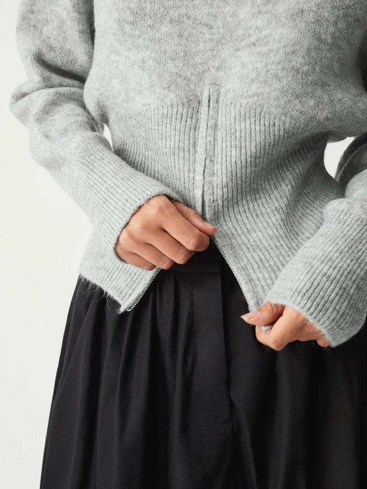 Grace | Women's Half-Zip Knitted Jumper Long Sleeve Ribbed Cuffs