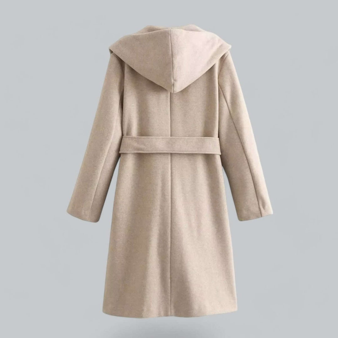 Isla | Women's Hooded Belted Long Wool Coat Trench Coat