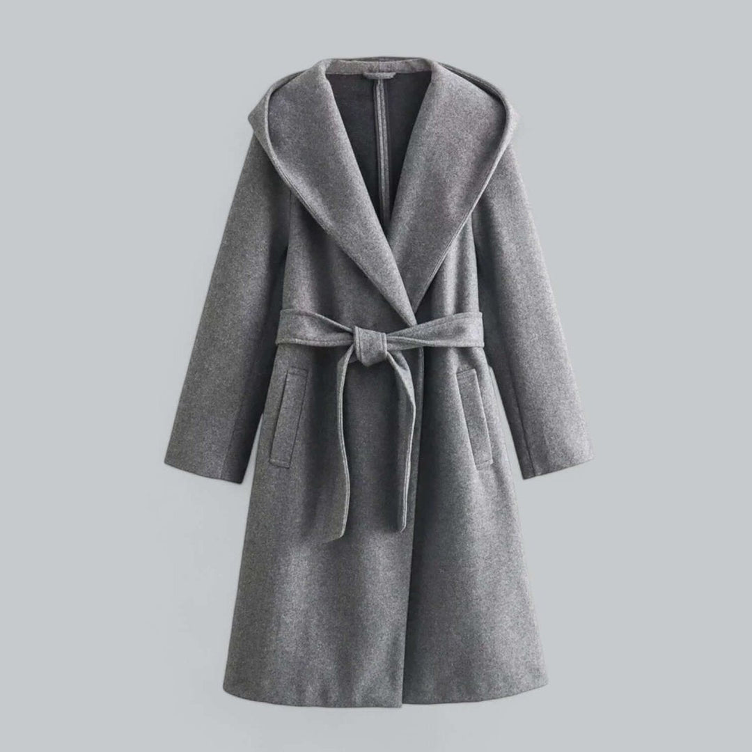 Isla | Women's Hooded Belted Long Wool Coat Trench Coat