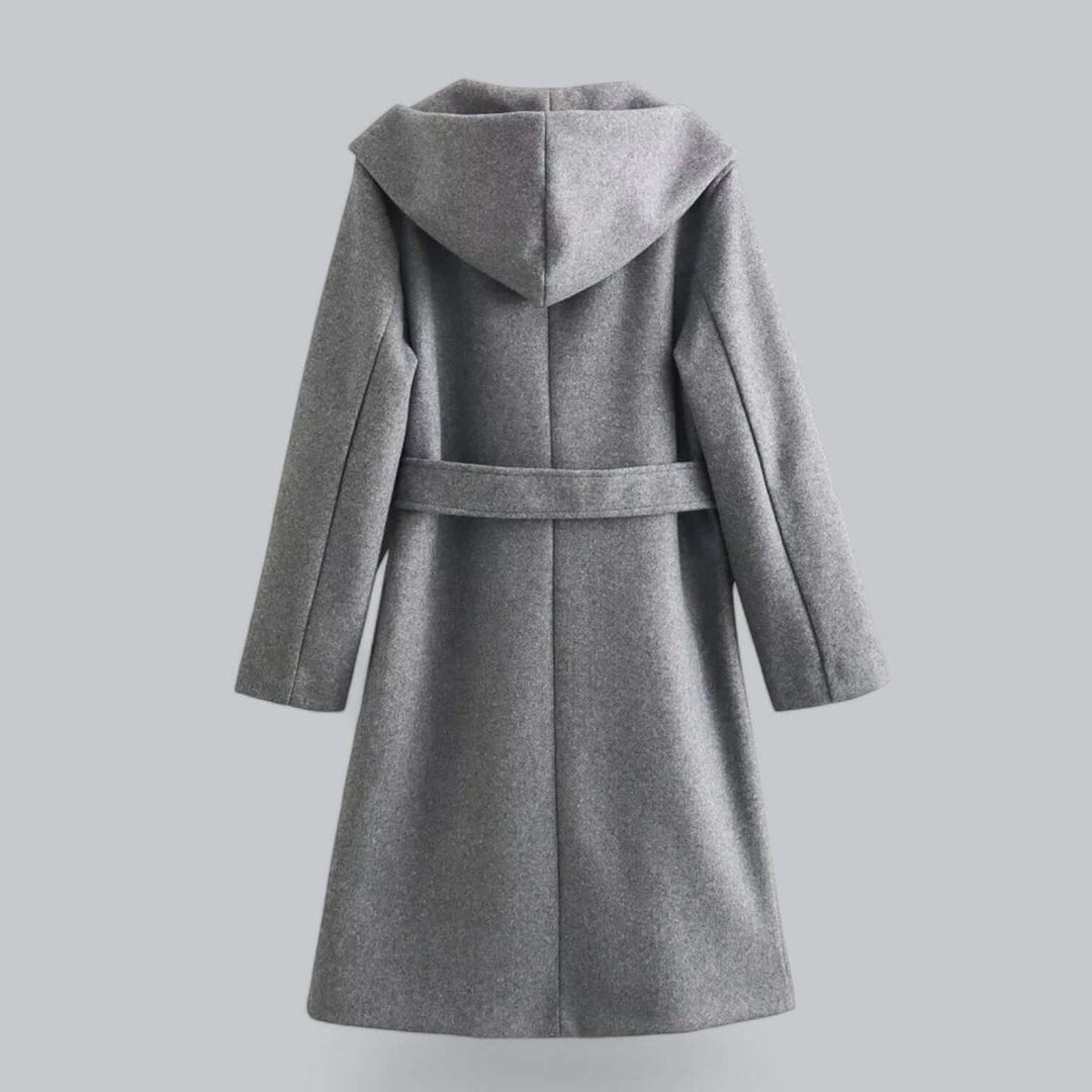 Isla | Women's Hooded Belted Long Wool Coat Trench Coat