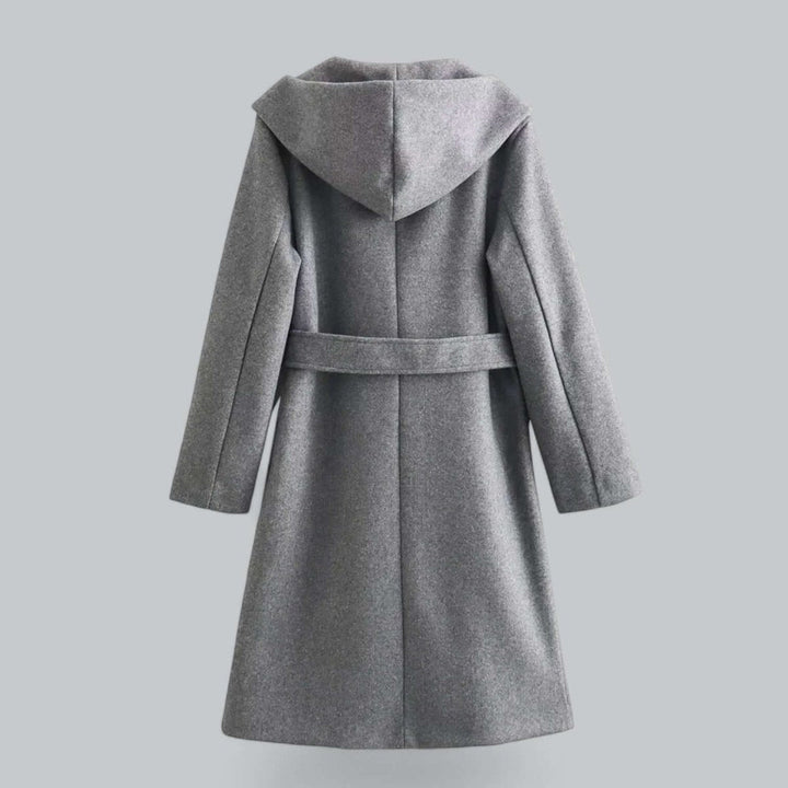 Isla | Women's Hooded Belted Long Wool Coat Trench Coat