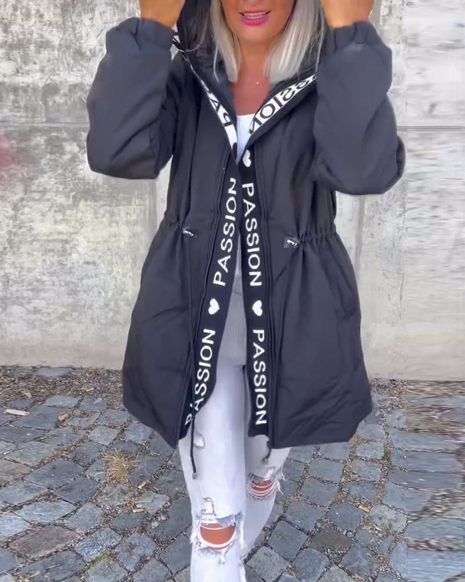 Evelyn | Women's Hooded Drawstring Midi Coat Casual Relaxed-Fit Jacket