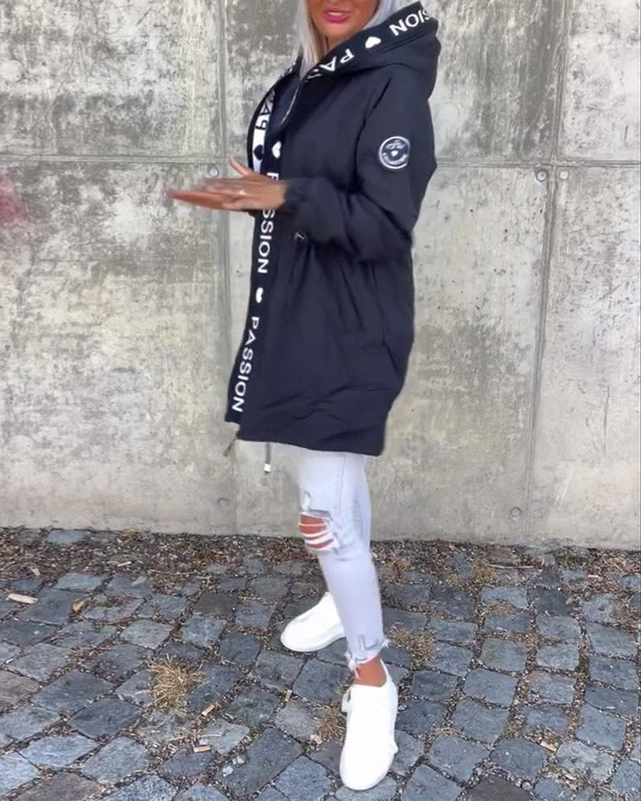 Evelyn | Women's Hooded Drawstring Midi Coat Casual Relaxed-Fit Jacket