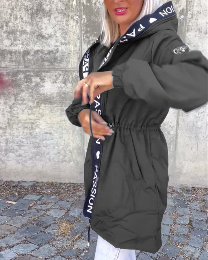 Evelyn | Women's Hooded Drawstring Midi Coat Casual Relaxed-Fit Jacket
