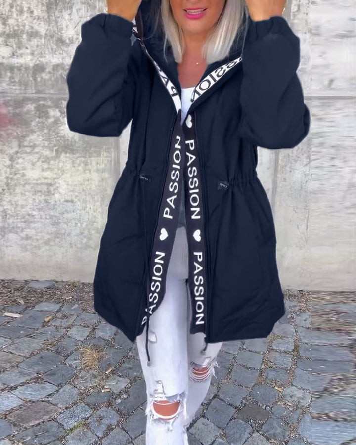 Evelyn | Women's Hooded Drawstring Midi Coat Casual Relaxed-Fit Jacket