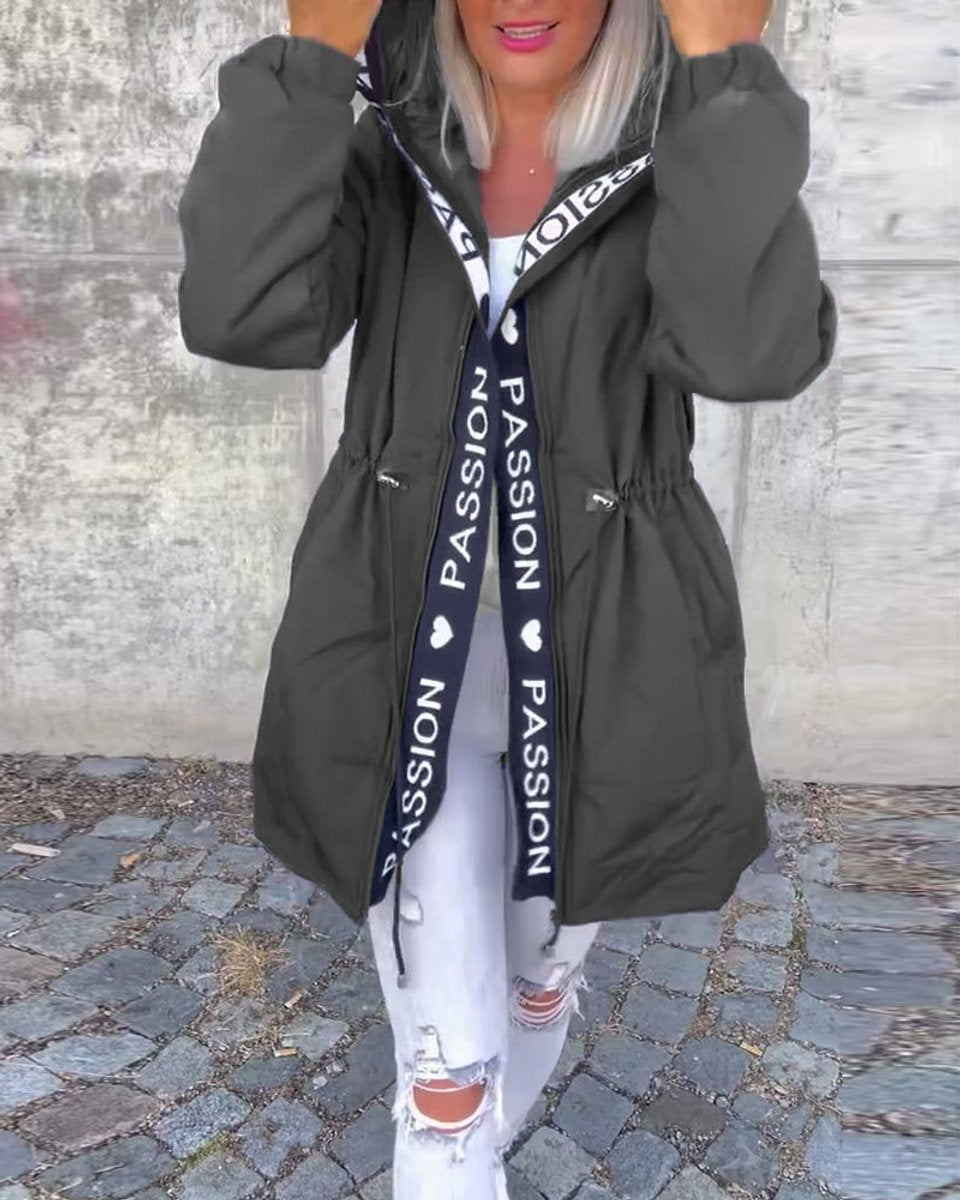 Evelyn | Women's Hooded Drawstring Midi Coat Casual Relaxed-Fit Jacket