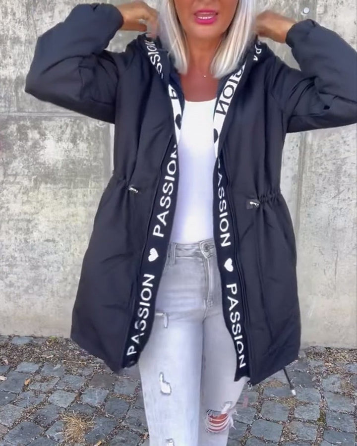 Evelyn | Women's Hooded Drawstring Midi Coat Casual Relaxed-Fit Jacket