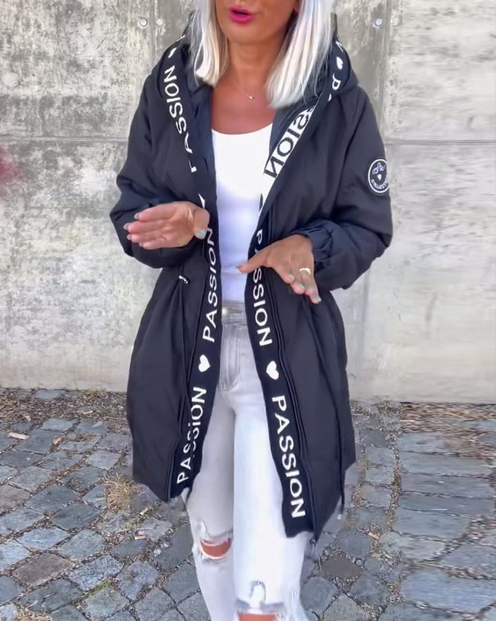 Evelyn | Women's Hooded Drawstring Midi Coat Casual Relaxed-Fit Jacket