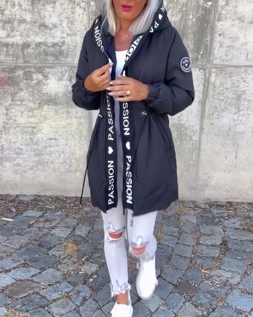 Evelyn | Women's Hooded Drawstring Midi Coat Casual Relaxed-Fit Jacket