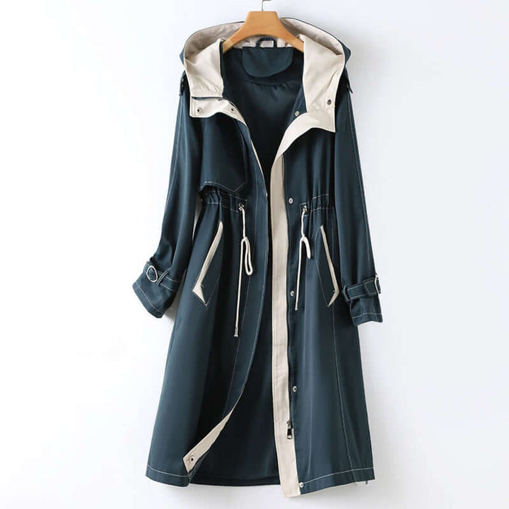 Mia | Women's Hooded Drawstring Trench Coat Windbreaker Jacket