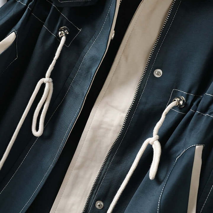 Mia | Women's Hooded Drawstring Trench Coat Windbreaker Jacket