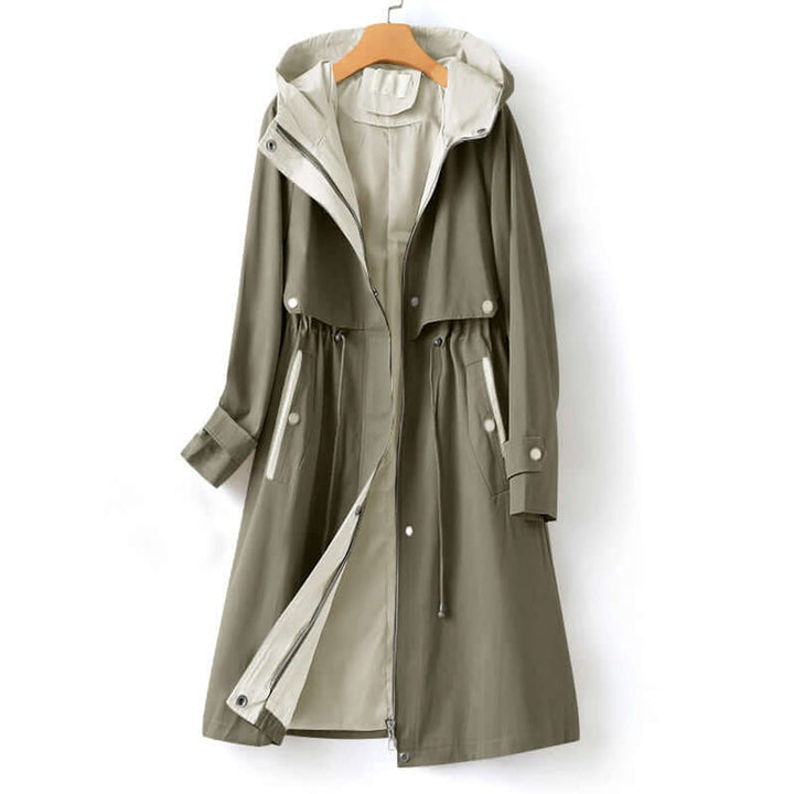 Ella | Women's Hooded Drawstring-Waist Longline Trench Coat