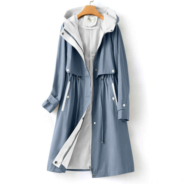Ella | Women's Hooded Drawstring-Waist Longline Trench Coat