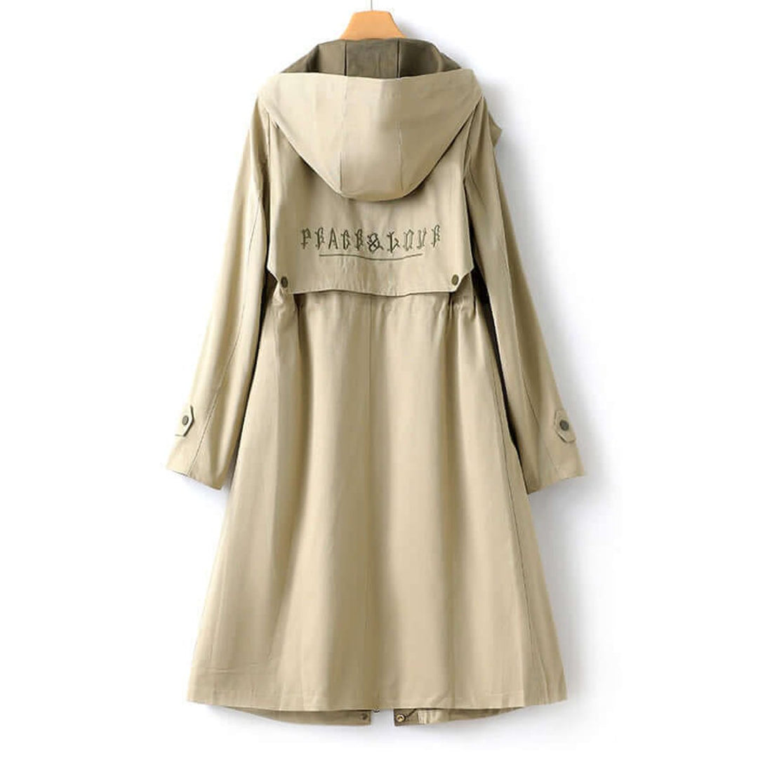 Ella | Women's Hooded Drawstring-Waist Longline Trench Coat