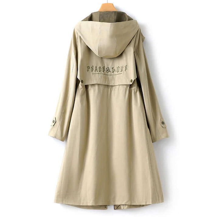 Ella | Women's Hooded Drawstring-Waist Longline Trench Coat