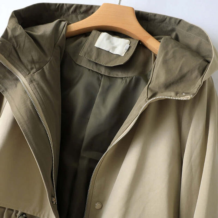 Ella | Women's Hooded Drawstring-Waist Longline Trench Coat