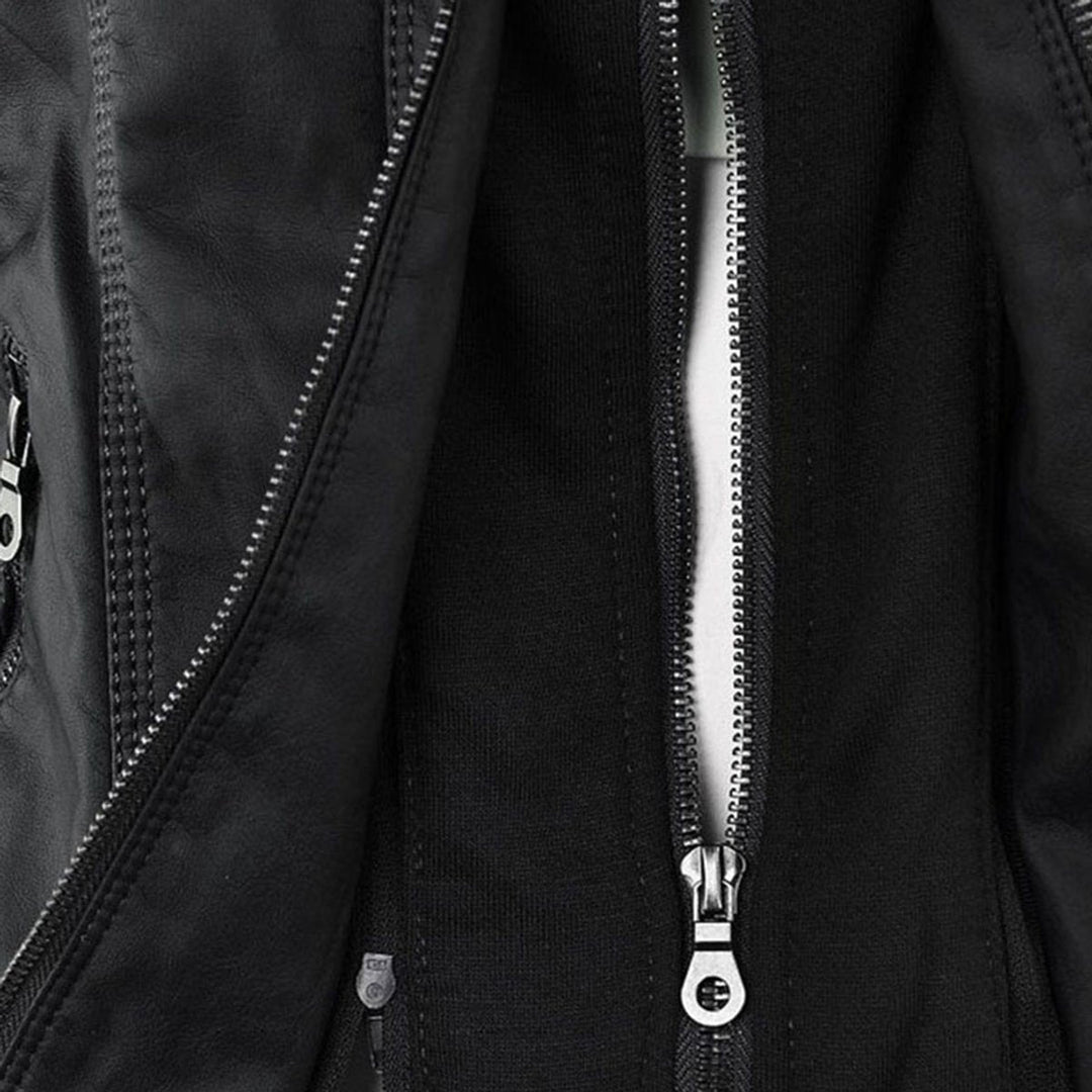 Florence | Women's Hooded Faux Leather Removable Hood Biker Coat