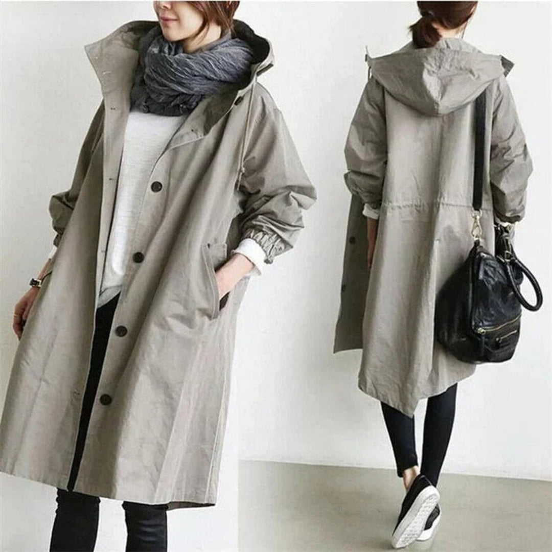 Phoebe | Women's Hooded Longline Waterproof Trench Coat Oversized Fit