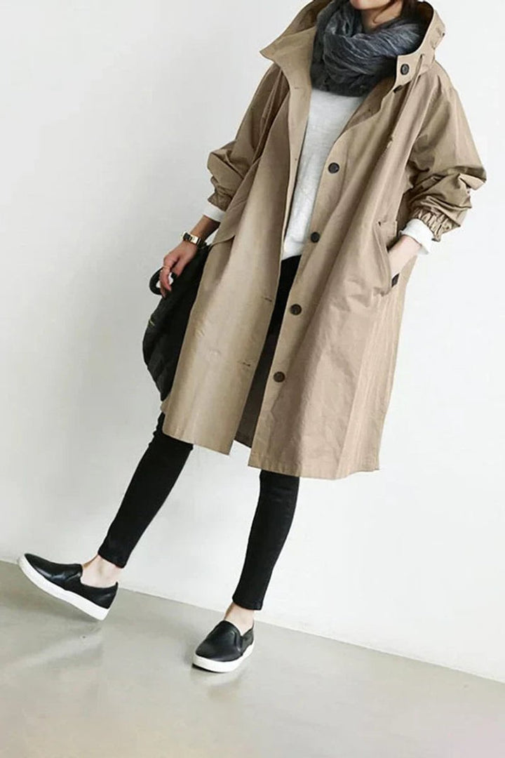 Phoebe | Women's Hooded Longline Waterproof Trench Coat Oversized Fit