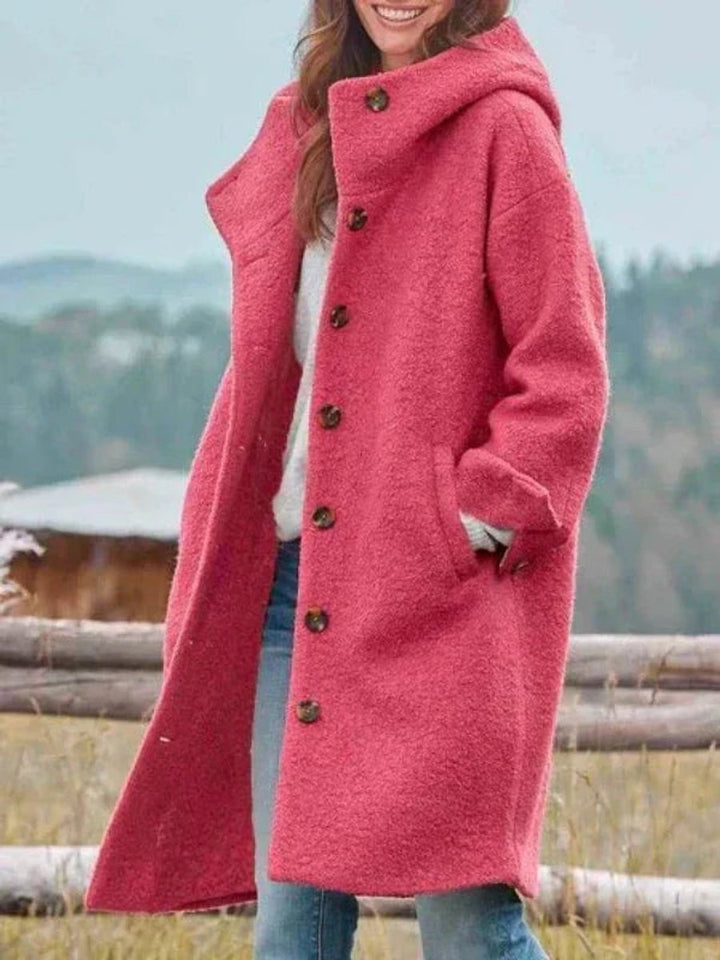 Lily | Women's Hooded Longline Wool-Touch Button-Front Winter Coat