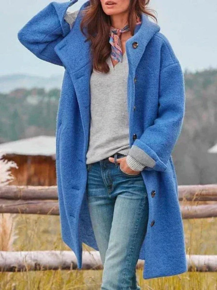 Lily | Women's Hooded Longline Wool-Touch Button-Front Winter Coat