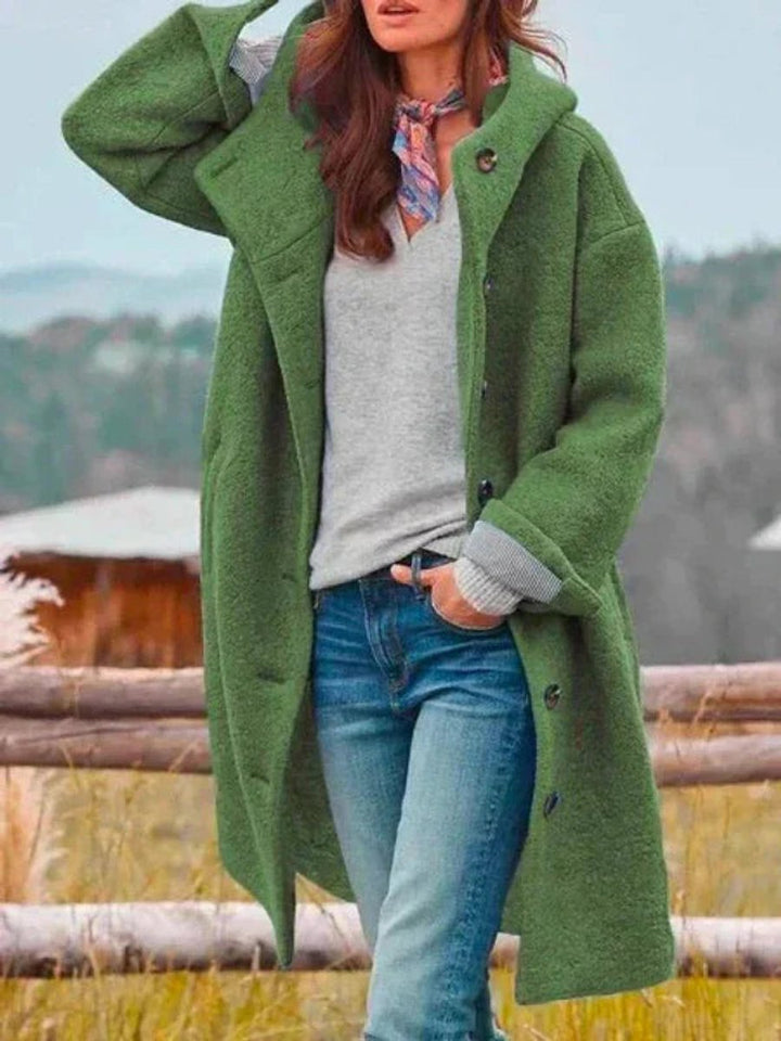 Lily | Women's Hooded Longline Wool-Touch Button-Front Winter Coat