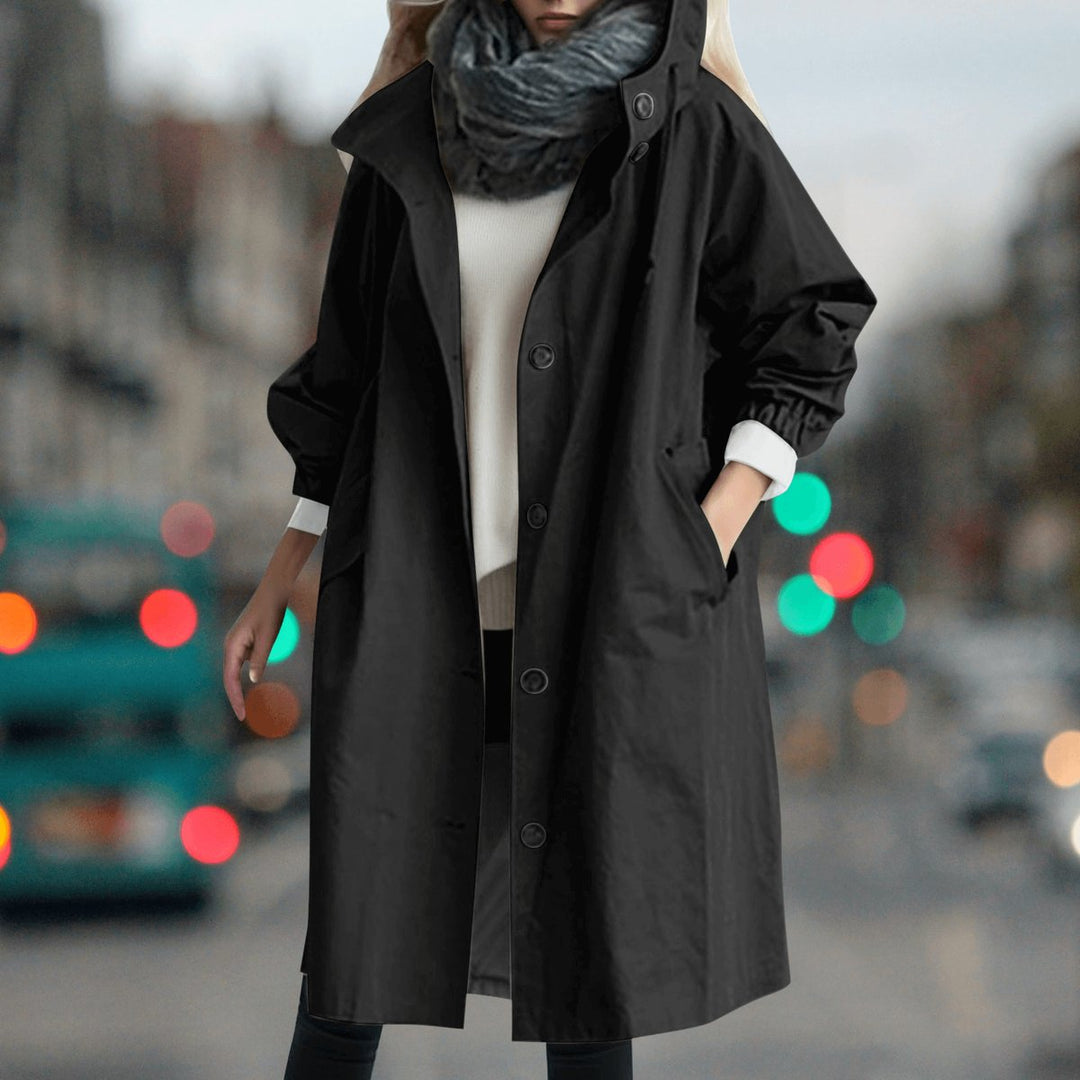 Sophie | Women's Hooded Waterproof Trench Coat Button-Front Longline